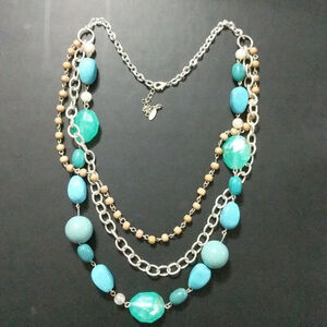 Esmor Silver Tone Turquoise Blue Colored Statement Neck